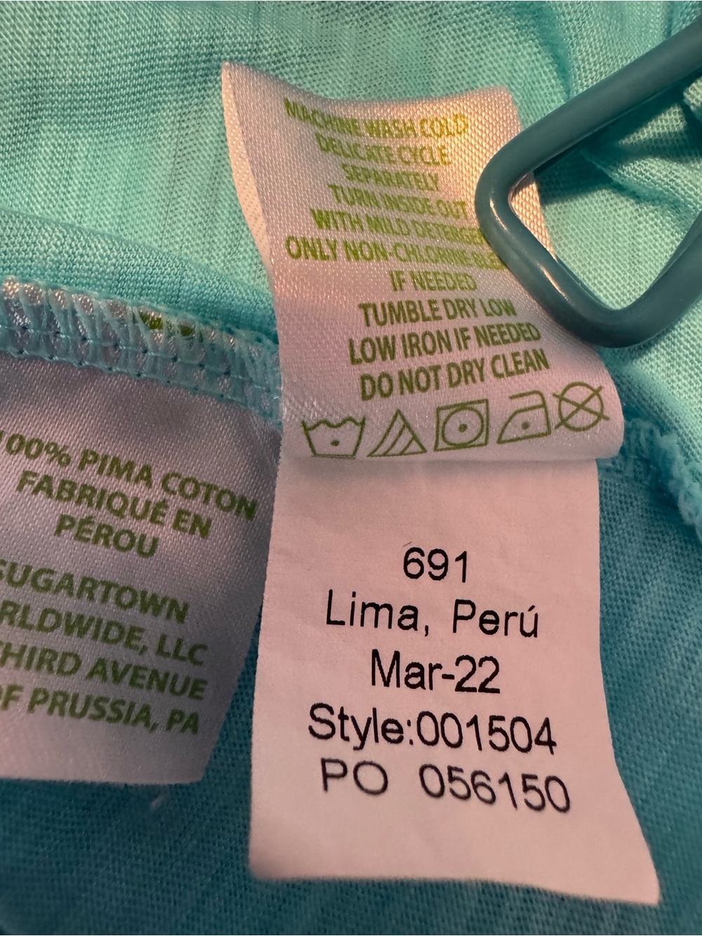 LILLY PULITZER Etta V-Neck Top, Turquoise, Teal, Size Large, EUC - Picture 6 of 6